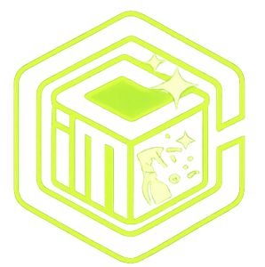 neon green logo on metallic background